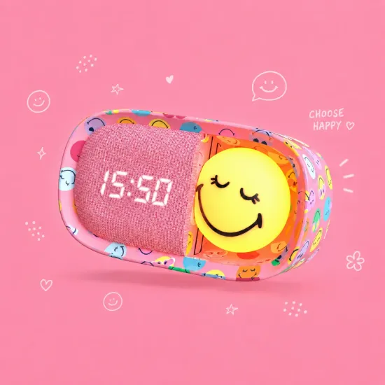 Detský budík a nočné svetlo MOB Dreamy Clock Smiley ružová