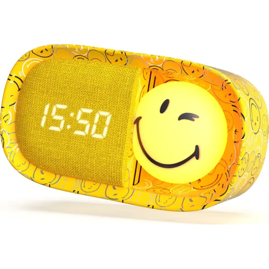 Detský budík a nočné svetlo MOB Dreamy Clock Smiley žltá