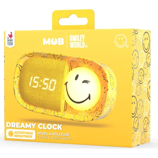 Detský budík a nočné svetlo MOB Dreamy Clock Smiley žltá