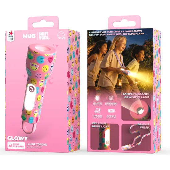 Detské svietidlo MOB Glowy Smiley Flashlight ružová