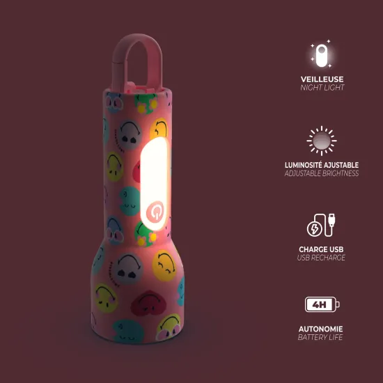 Detské svietidlo MOB Glowy Smiley Flashlight ružová