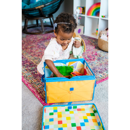 Úložný box a interaktívna podložka pre vaše magnetické stavebnice Magna Tiles. Udržuje detskú izbu bez neporiadku a znižuje poškodenie dlaždíc.