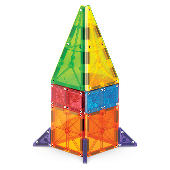 Stavebnica Magna-Tiles kombinuje veľké a malé dieliky.