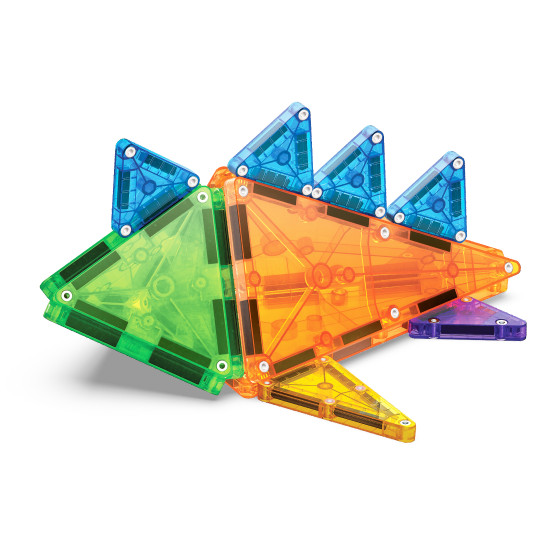 Stavebnica Magna-Tiles kombinuje veľké a malé dieliky.