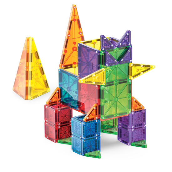 Stavebnica Magna-Tiles kombinuje veľké a malé dieliky.