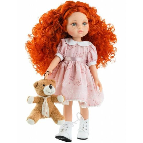 Realistická bábika Marga má dlhé ryšavé kučeravé vlasy.