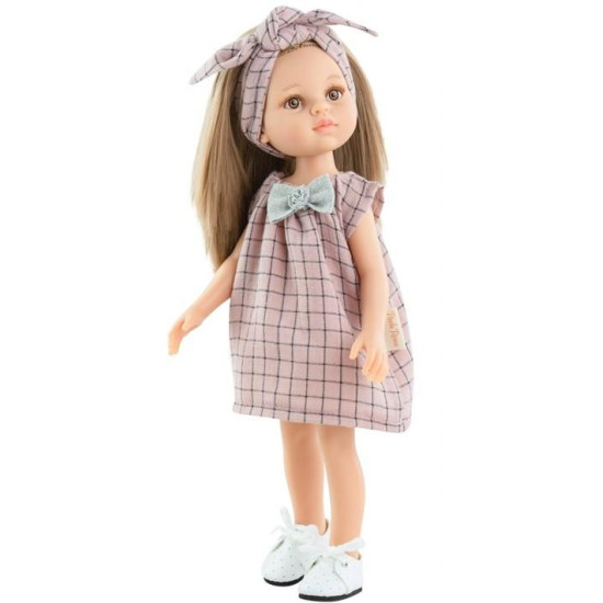 Realistická bábika Pili má krásne dlhé rovné vlasy svetlo hnedej farby a hnedé oči. 