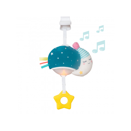 Hudobný Mesiačik zabaví dieťa doma aj na cestách a pomáha rozvíjať jednotlivé zmysly dieťaťa.