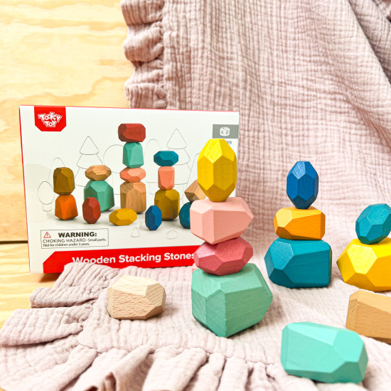 Farebné balančné kamene 18 ks Tooky Toy