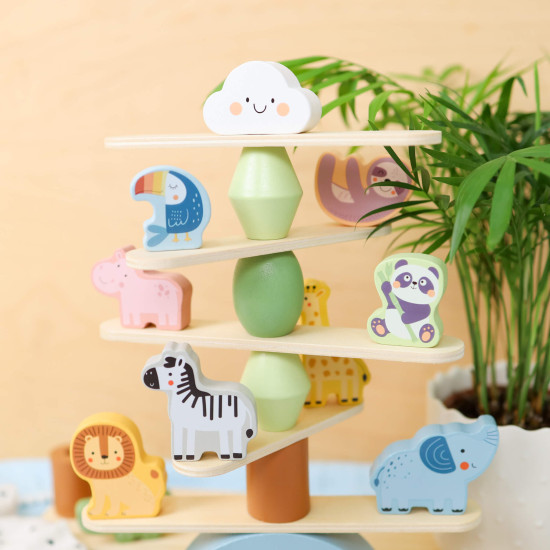 Drevená balančná hra pre deti Zvieratá Pastel Tooky Toy