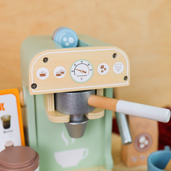 Drevený kávovar pre deti Pastel