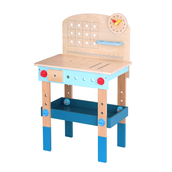 Drevený pracovný stôl pre deti s náradím a hodinami 45 ks Tooky Toy