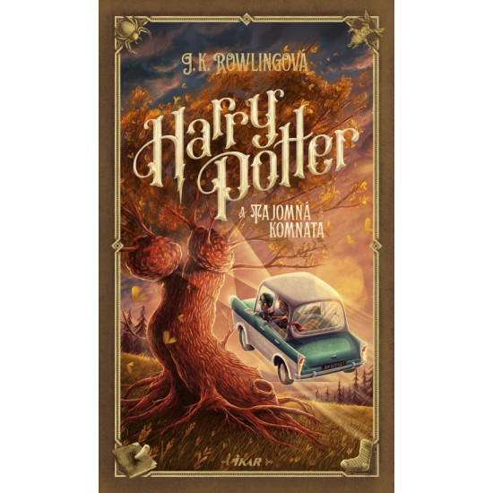 Nové vydanie knihy Harry Potter a Tajomná komnata s obálkou od ilustrátora Adriána Macha, zobrazujúce Harryho Pottera a motívy z druhého ročníka na Rokforte.