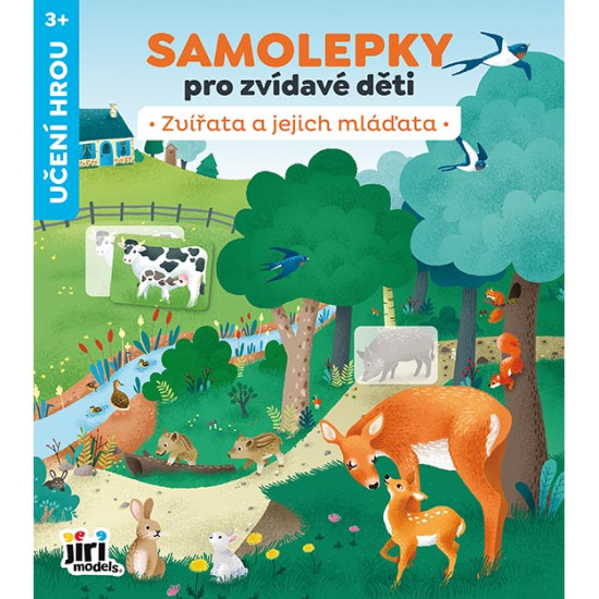 Samolepková knižka Zvieratá a ich mláďatá pre deti s farebnými stranami a nálepkami na dolepenie.