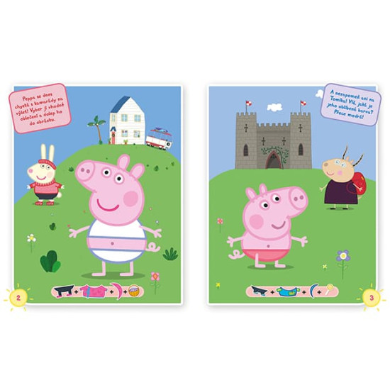 Samolepková knižka s obľúbenou postavičkou Peppa Pig rozvíja kreativitu.