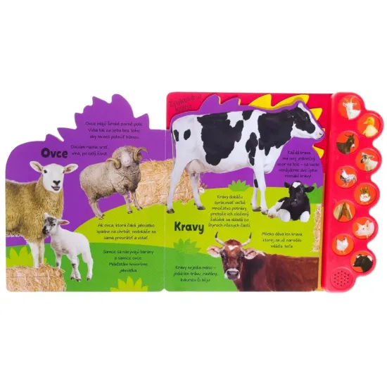 Zoznámte sa so zvieratami z farmy a zistite o nich mnoho zaujímavých informácií v tejto úžasnej zvukovej knihe plnej farebných fotografií.