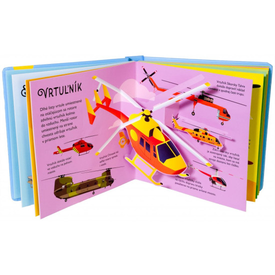 Interaktívna a zábavná kniha s pop-up obrázkami je ideálna pre malých zvedavcov, ktorí sa chcú dozvedieť niečo o lietadlách a ďalších strojoch vo vzduchu.