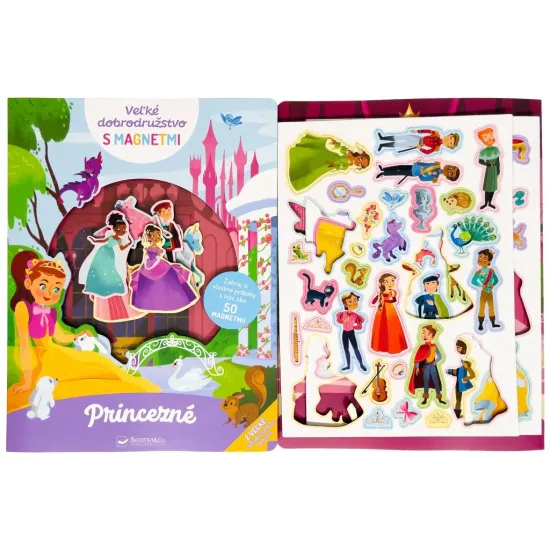 Magnetická kniha s princeznami a viac ako 50 farebnými magnetmi na tvorenie rozprávkových príbehov
