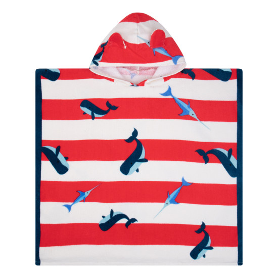 Detské plážové pončo s kapucňou 65 x 65 cm Veľryby od Swim Essentials