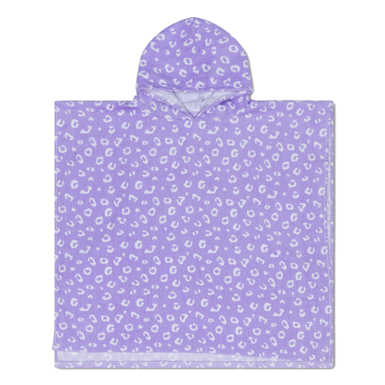 Detské uterákové pončo s kapucňou Leopard fialový Swim Essentials