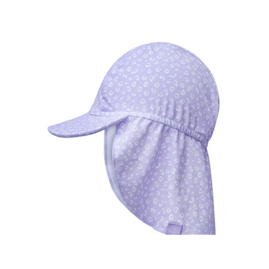 Praktický letný klobúčik s ochranou krku od Swim Essentials s leopardím fialovým vzorom ochráni deti pred UV žiarením.