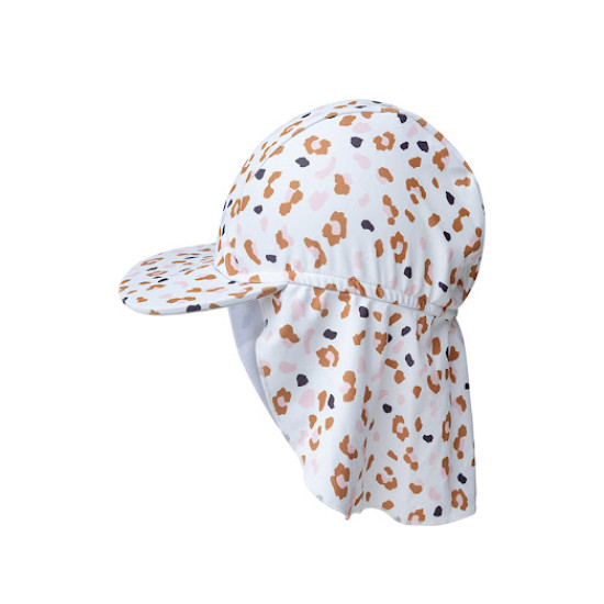 Praktický letný klobúčik s ochranou krku Leopard béžový.