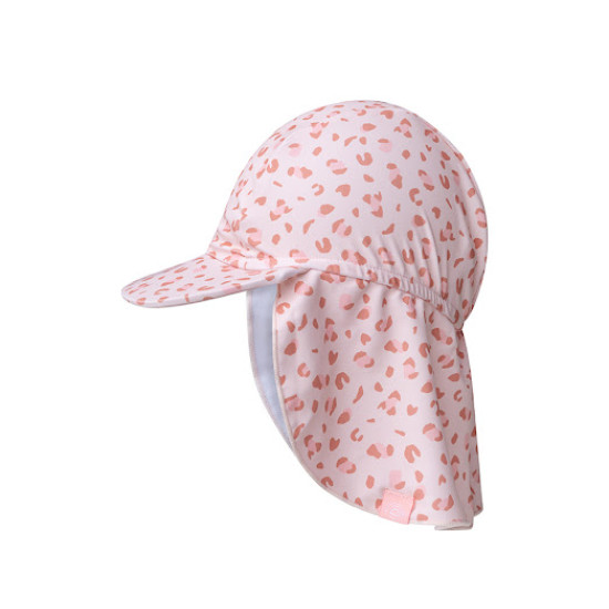 Praktický letný klobúčik s ochranou krku od Swim Essentials s leopardím staroružovým vzorom ochráni deti pred UV žiarením. 