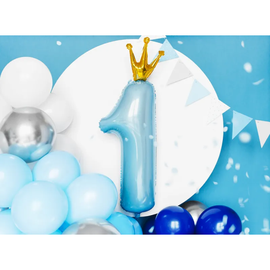Narodeninový balón číslo 1 modrej farby pre malého oslávenca.