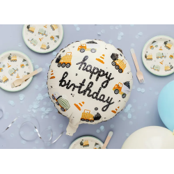 Balón Happy Birthday Stavebné vozidlá 45 cm