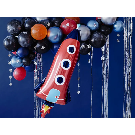 Balón s atraktívnym dizajnom vesmírnej rakety, čo zaujme každé dieťa.