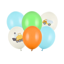 Balóny Stavebné vozidlá 6 ks priemer 30 cm