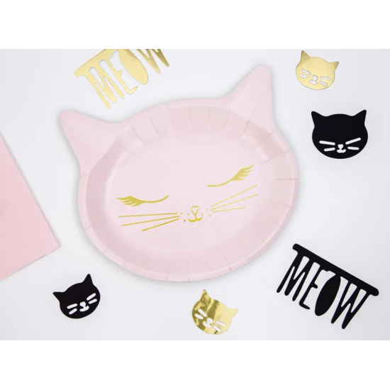Narodeninové taniere na detskú oslavu s motívom mačka.