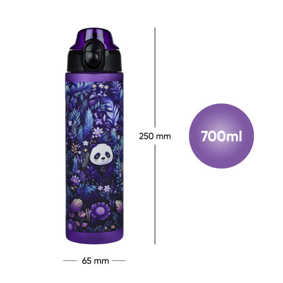 Tritanová fľaša Jungle Panda 700 ml s uzamykateľným viečkom a pútkom.