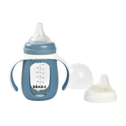 Sklenená dojčenská fľaša 2v1 Blue 210 ml