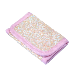 Trblietavá peňaženka na suchý zips Ružová