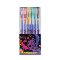 Gélové perá s trblietkami Stitch Black 6 ks