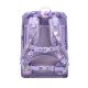 Ľahučká školská taška Retro Unicorn Purple skvelo sedí na chrbte malého študenta.