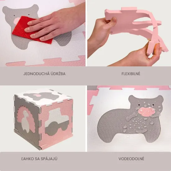 Hracia podložka Puzzle Farma – detská penová podložka s puzzle zvieratkami a okrajovými dielmi pre bezpečnú a kreatívnu hru.