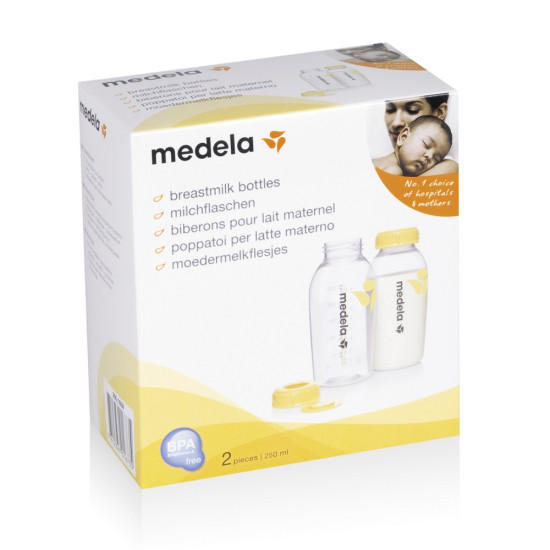 Medela fľaše na materské mlieko, bezpečné skladovanie, sada fliaš 150 ml a 250 ml, kompatibilné s Medela odsávačkami.