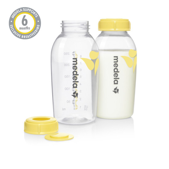 Medela fľaše na materské mlieko, bezpečné skladovanie, sada fliaš 150 ml a 250 ml, kompatibilné s Medela odsávačkami.