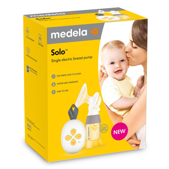 Medela Solo™ odsávačka mlieka s technológiou 2-Phase Expression™, kompaktným dizajnom, prsným nadstavcom PersonalFit Flex™ a USB-C nabíjaním, ideálna pre pohodlné a efektívne odsávanie.