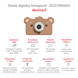 Detský digitálny fotoaparát Zoo Friends Medveď