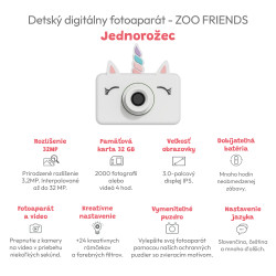 Detský digitálny fotoaparát Zoo Friends Jednorožec