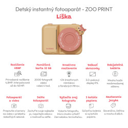 Detský instantný fotoaparát Zoo Print Líška