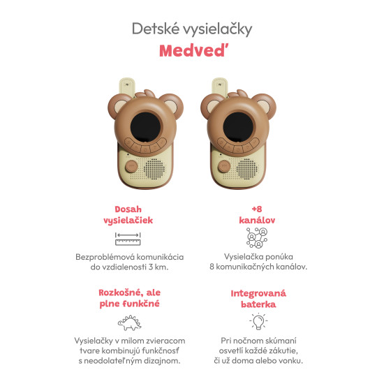 Set detských vysielačiek od Zoofamily obsahuje 2 vysielačky.