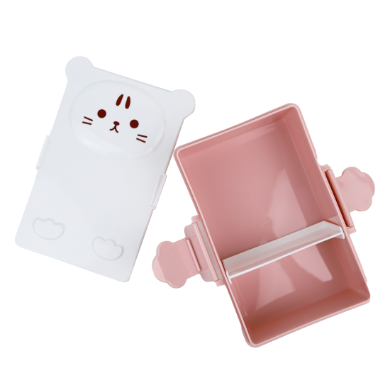 Detský obedový box s prepážkou Ružový Mačka Yuko B