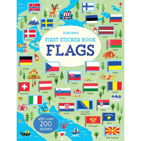 Objavte vlajku každej krajiny na svete pomocou tejto farebnej knihy s nálepkami. 