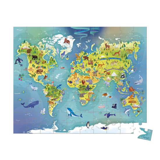 Puzzle v kufríku Mapa sveta 100ks