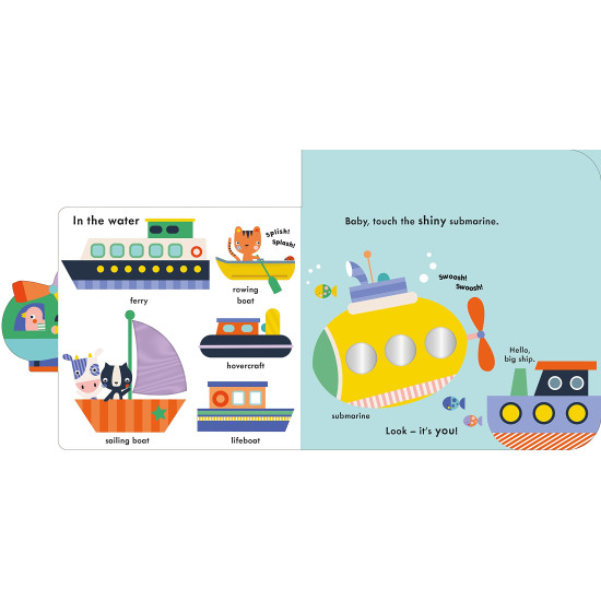 Bábätká a batoľatá si zamilujú túto interaktívnu knihu Baby Touch: Vehicles Tab Book.