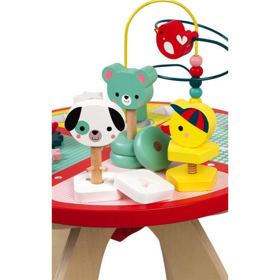 Drevený hrací stolík s aktivitami na jemnú motoriku Baby Forest